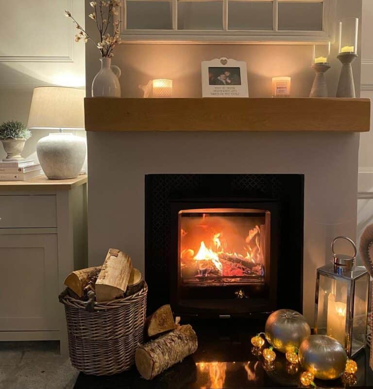 Illuminated Fireplace With Glowing Lights