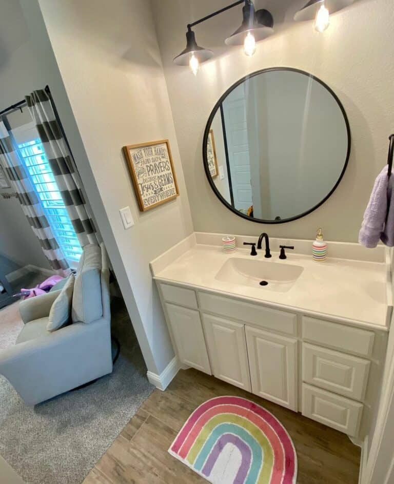Kids Bathroom Ideas With Round Mirror