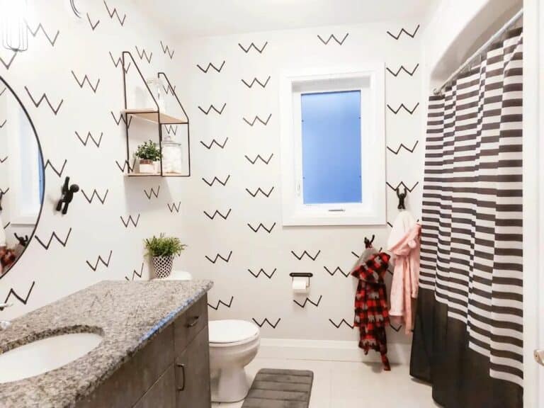 Kids' Bathroom With Wallpaper