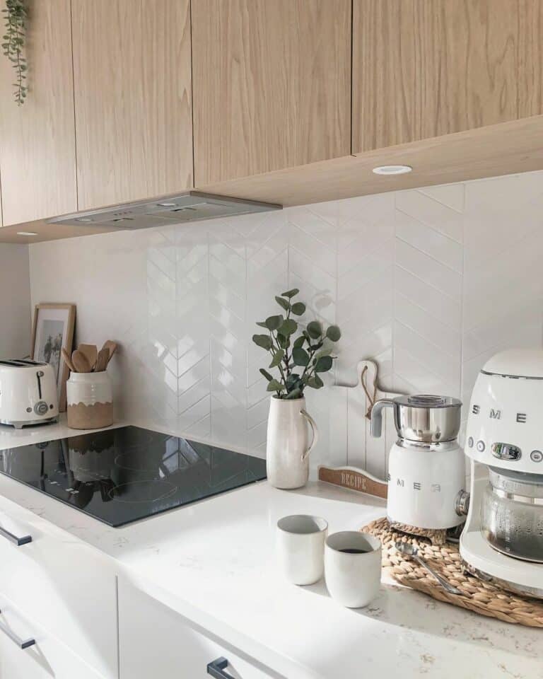 Kitchen Countertop With White Kitchen Appliances