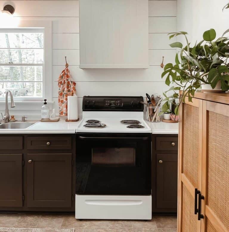 Kitchen With Black and White Stove