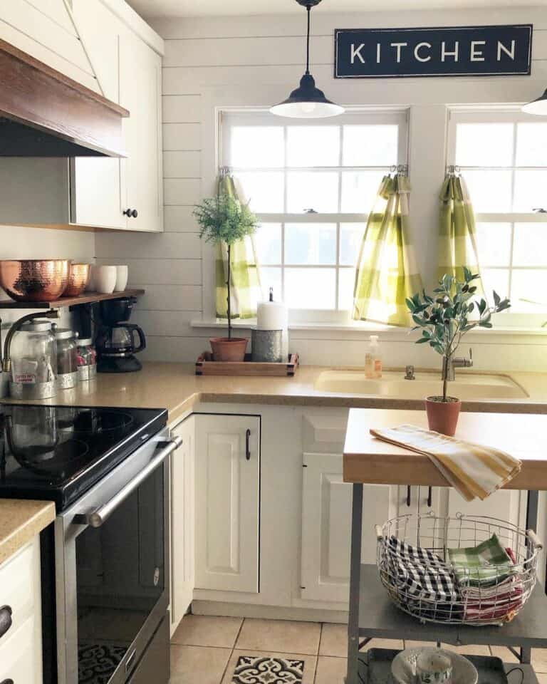 Laminate Kitchen Counters With Copper and Terracotta Accents