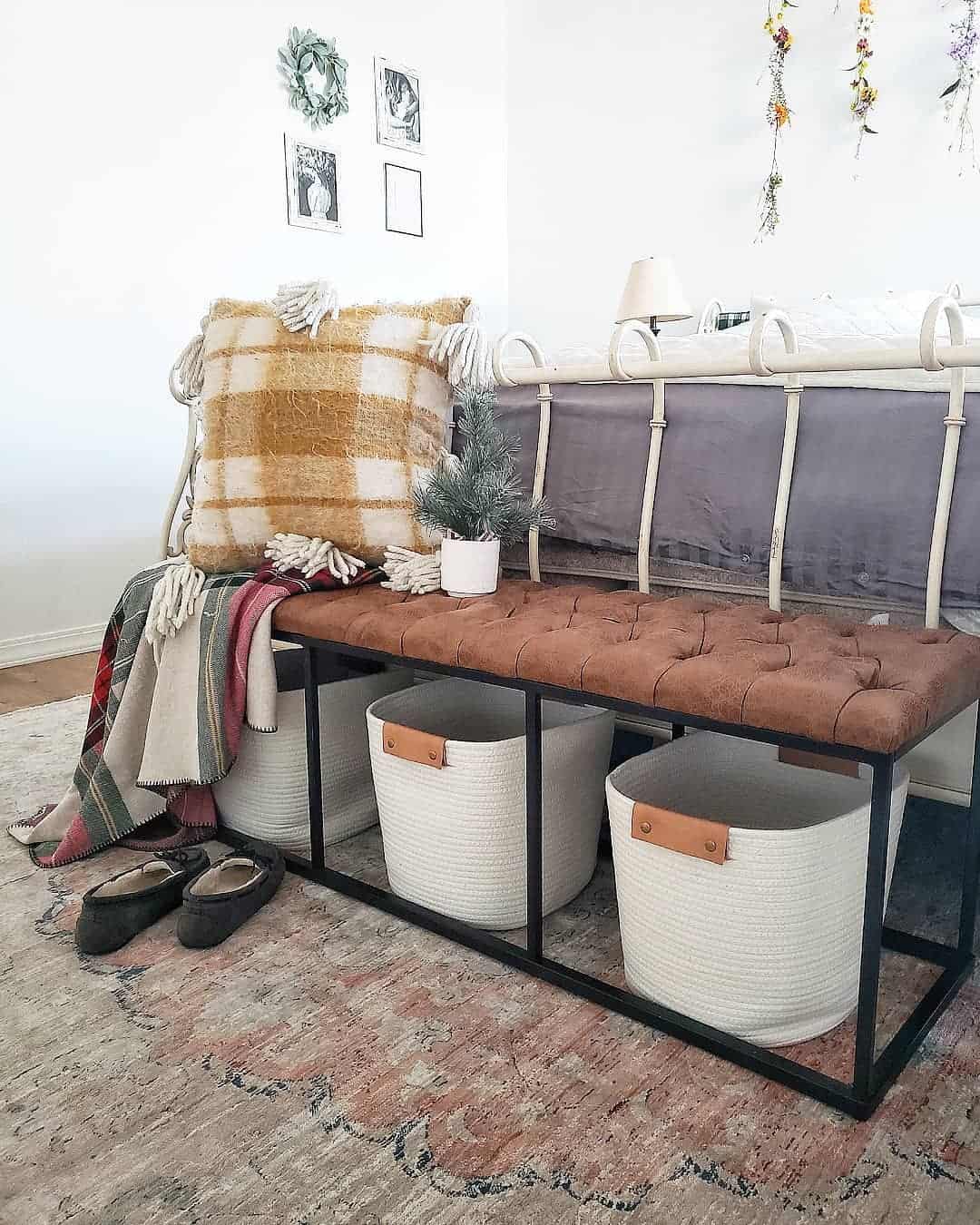 Laundry Baskets Underneath Cushioned Bench Soul & Lane