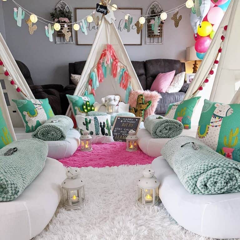 Living Room Tipis for a Slumber Party