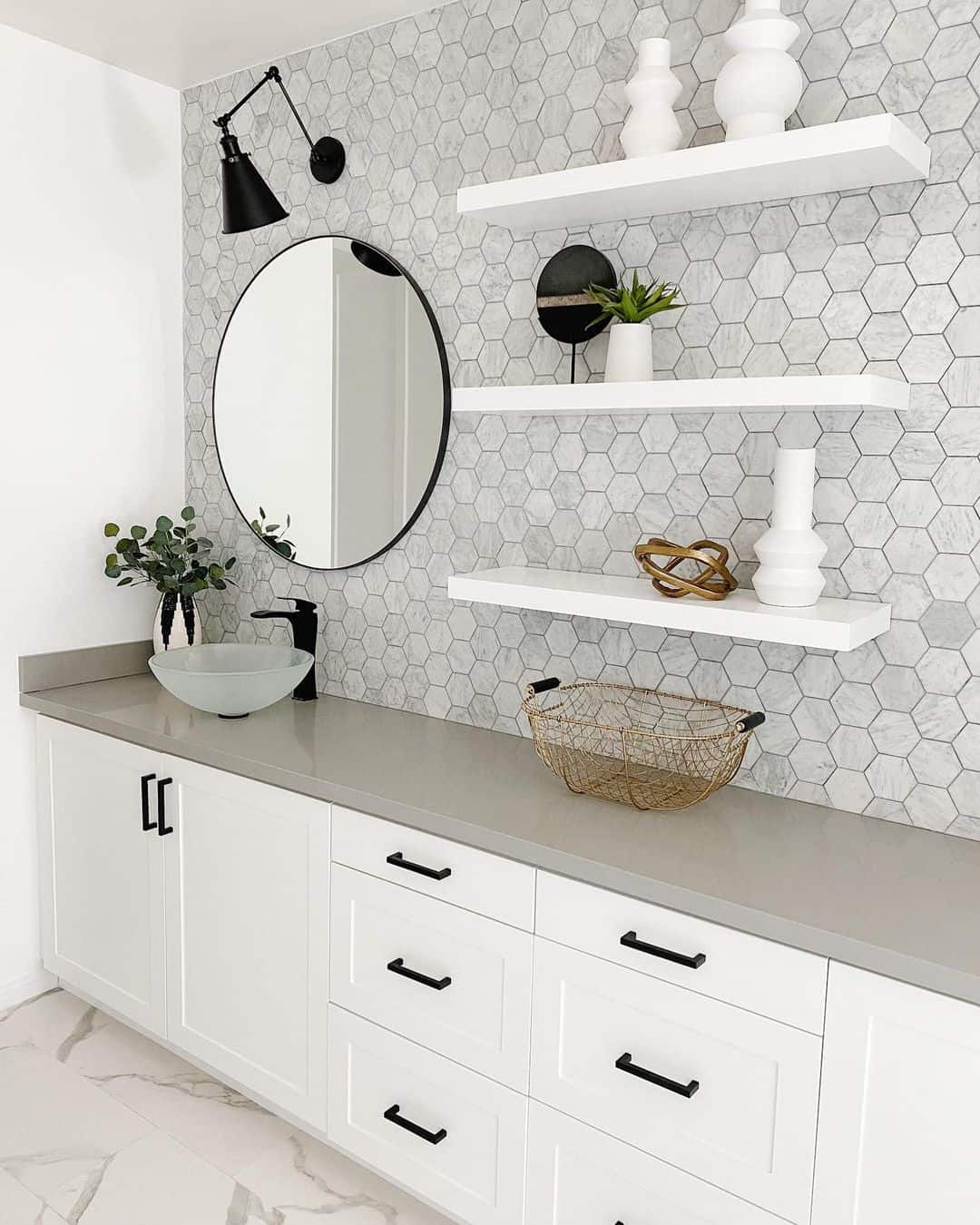 Marble Hexagon Tile Bathroom Wall Soul & Lane