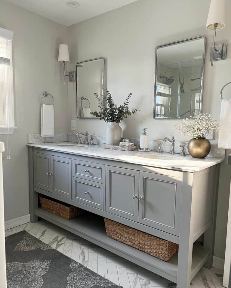 Modern Bathroom With Gray Cabinets