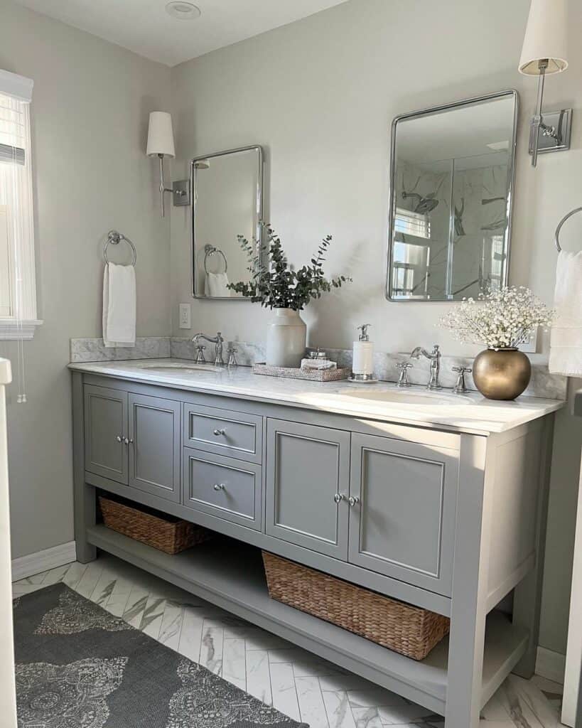 Modern Bathroom With Gray Cabinets