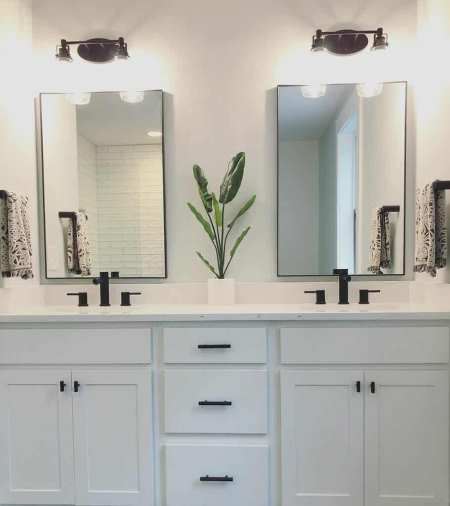 Modern Bathroom With White Cabinets