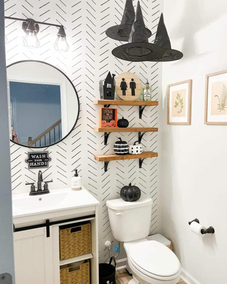 Modern Black and White Boho Accent Wallpaper