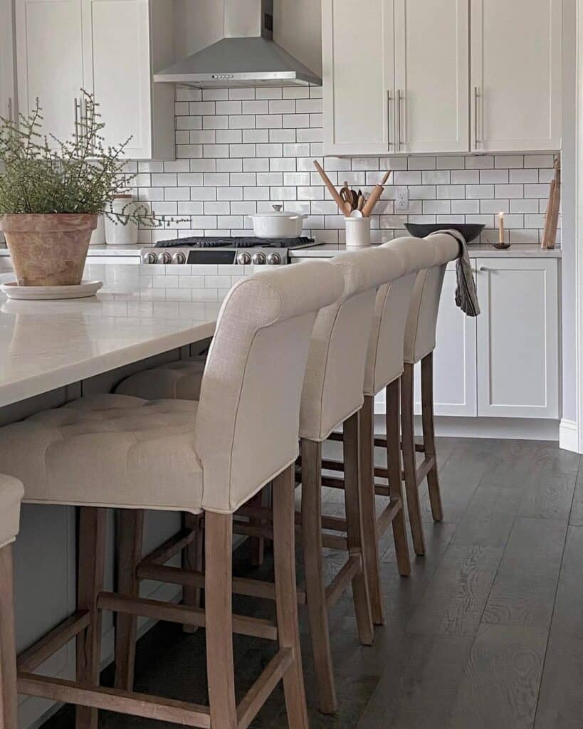 Modern Colonial Kitchen With Gray Wooden Floor - Soul & Lane