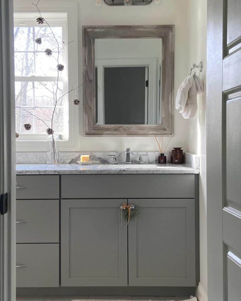 Modern Cottage Bathroom With Gray Cabinets