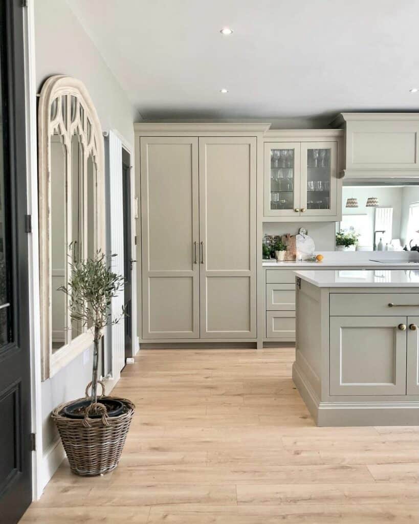 Modern Cream-colored Kitchen With Plant Décor