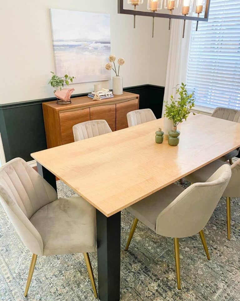 Modern Dining Room With Green Accents