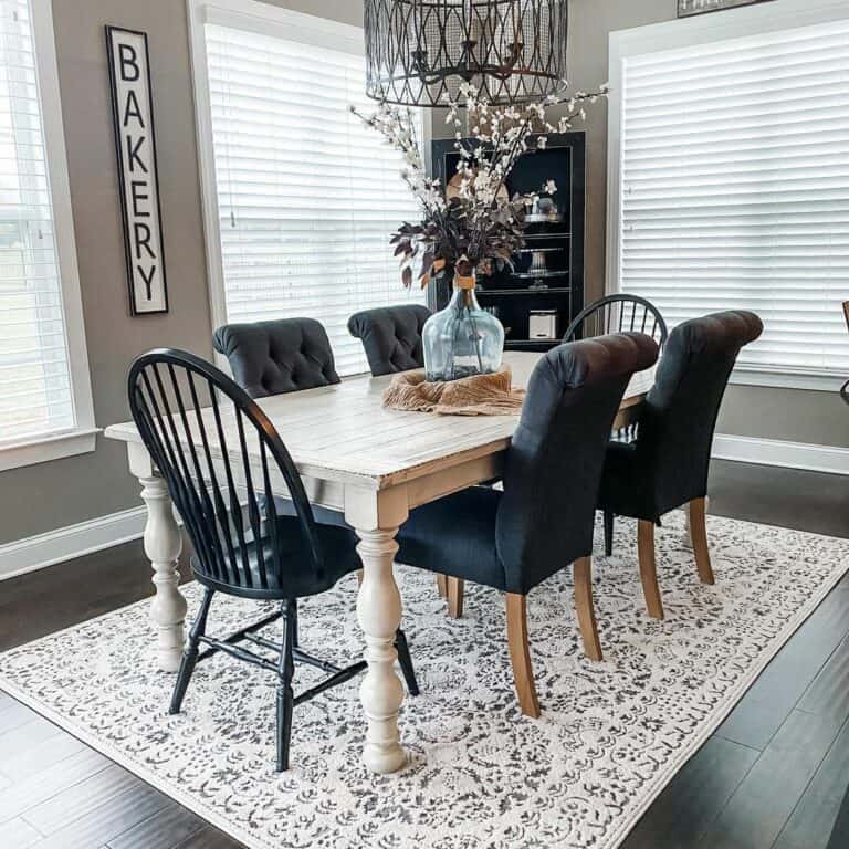 Modern Dining Room With Windsor and Parsons Chairs