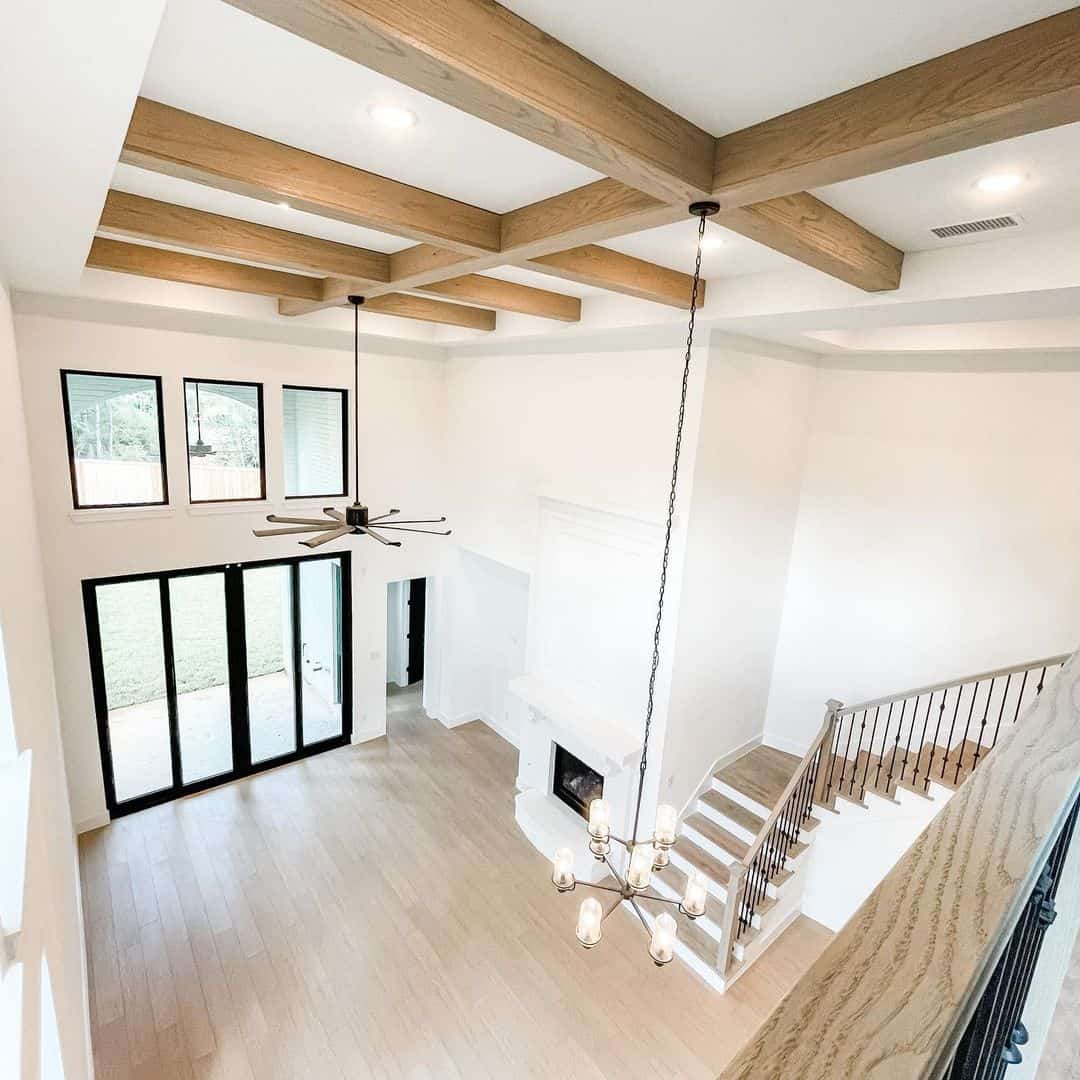 Modern Entry With Vaulted Ceilings and Exposed Beams Soul & Lane