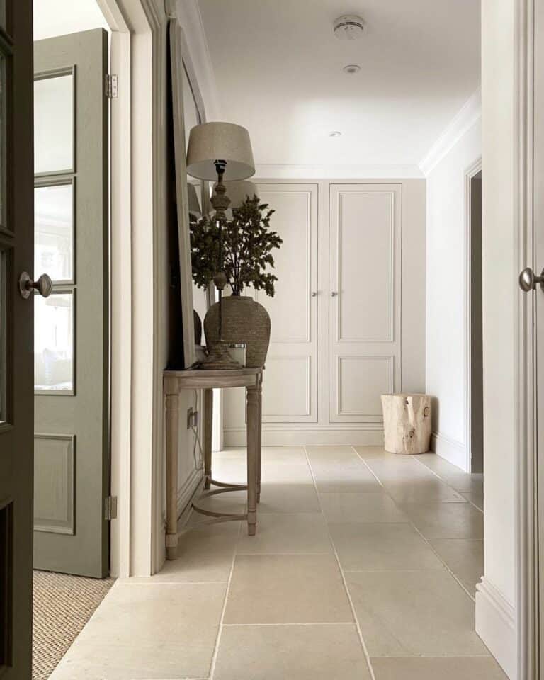 Modern Entryway With Limestone Floor Tiles