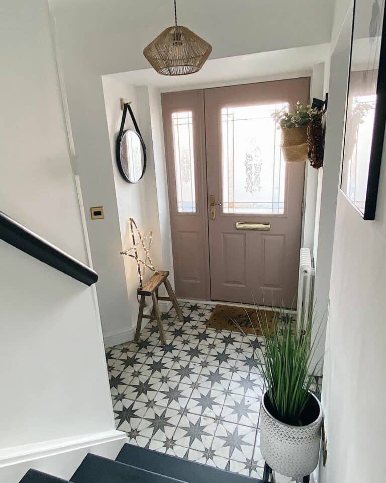 Modern Entryway With Patterned Floor Tiles