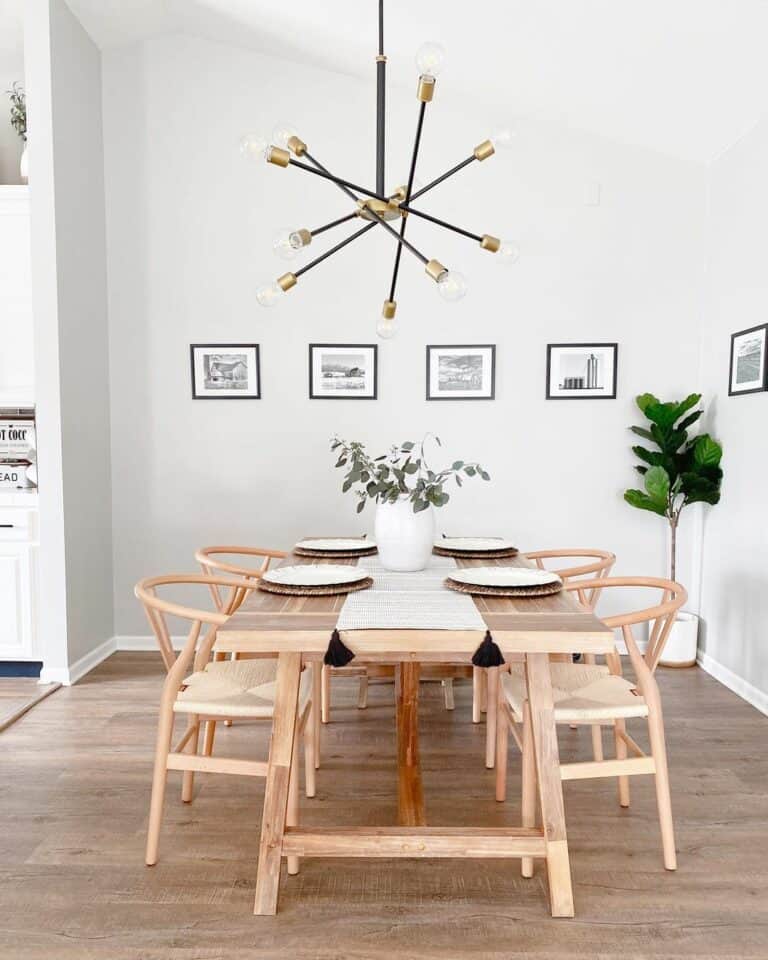 Modern Farmhouse Dining Room With Sawhorse Table