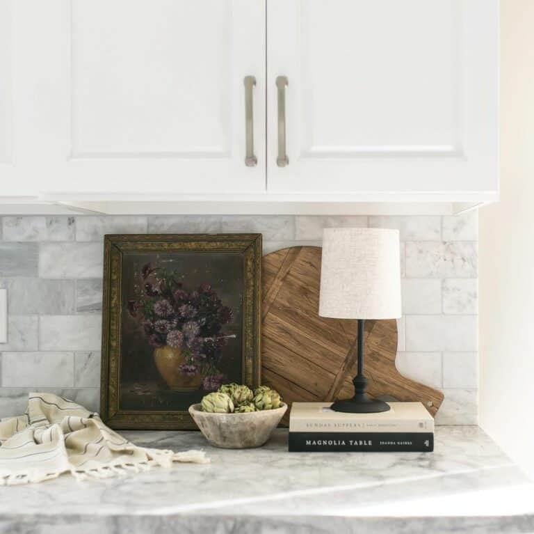 Modern Farmhouse Kitchen Corner With Cookbooks