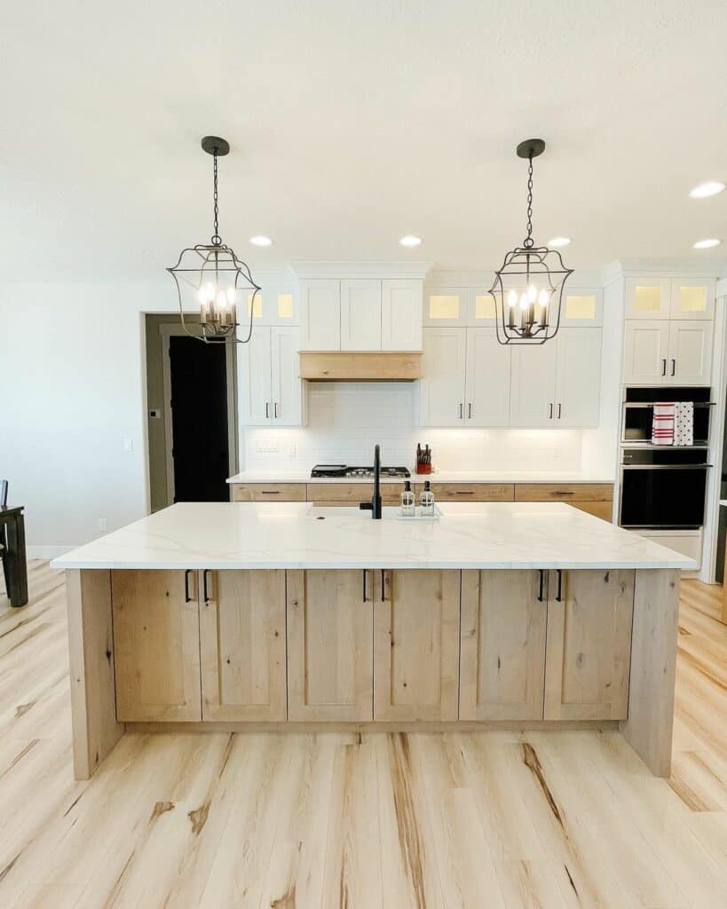 Modern Farmhouse Kitchen Recessed and Pendant Lighting