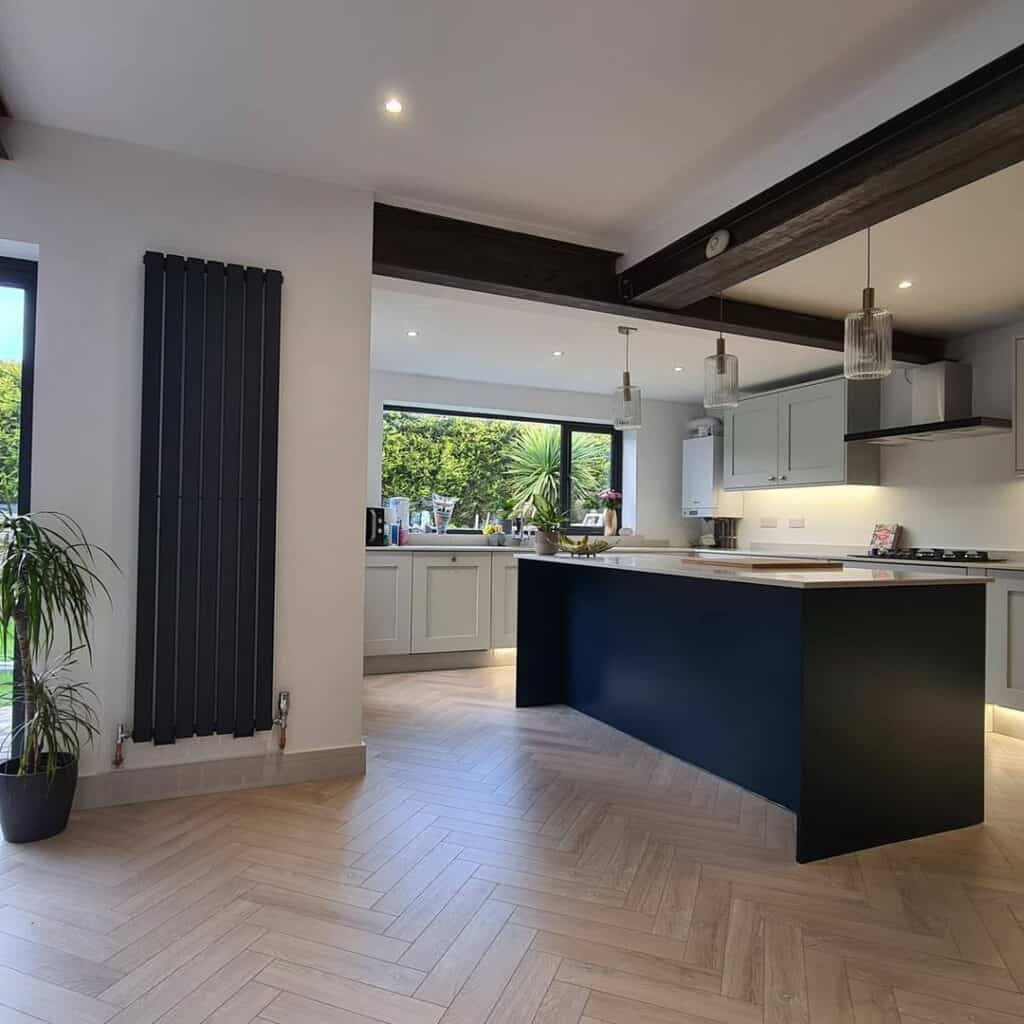 Modern Kitchen With Herringbone Floor Design