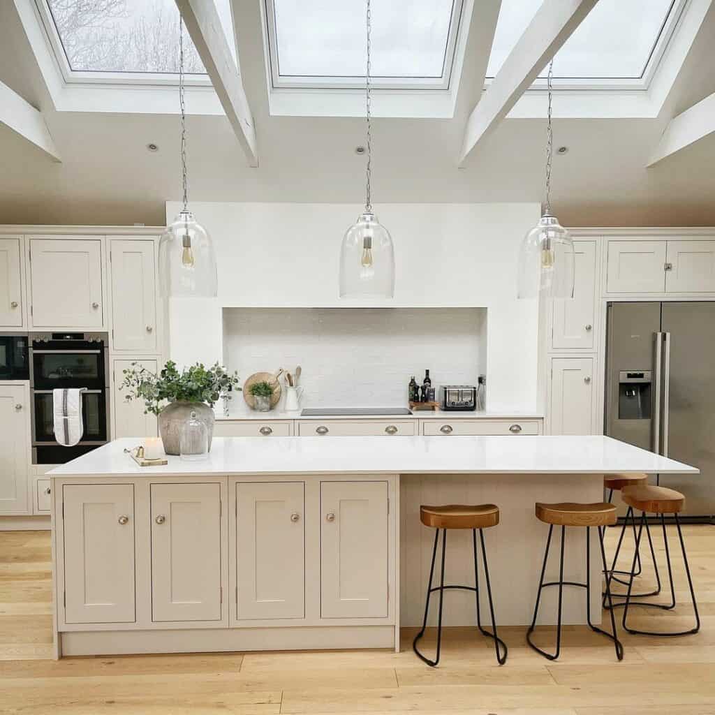 Modern Kitchen With Vaulted Skylights