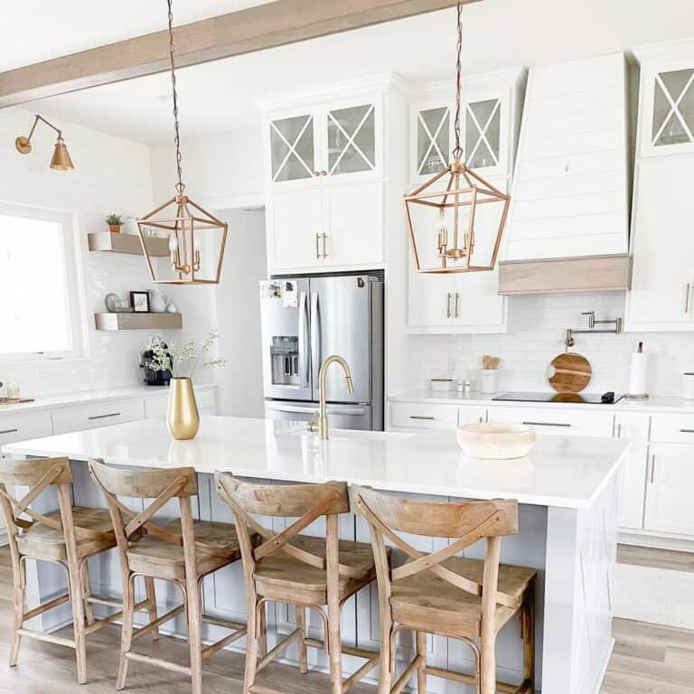 Modern Minimalist Kitchen Counter Décor With Gold Accents