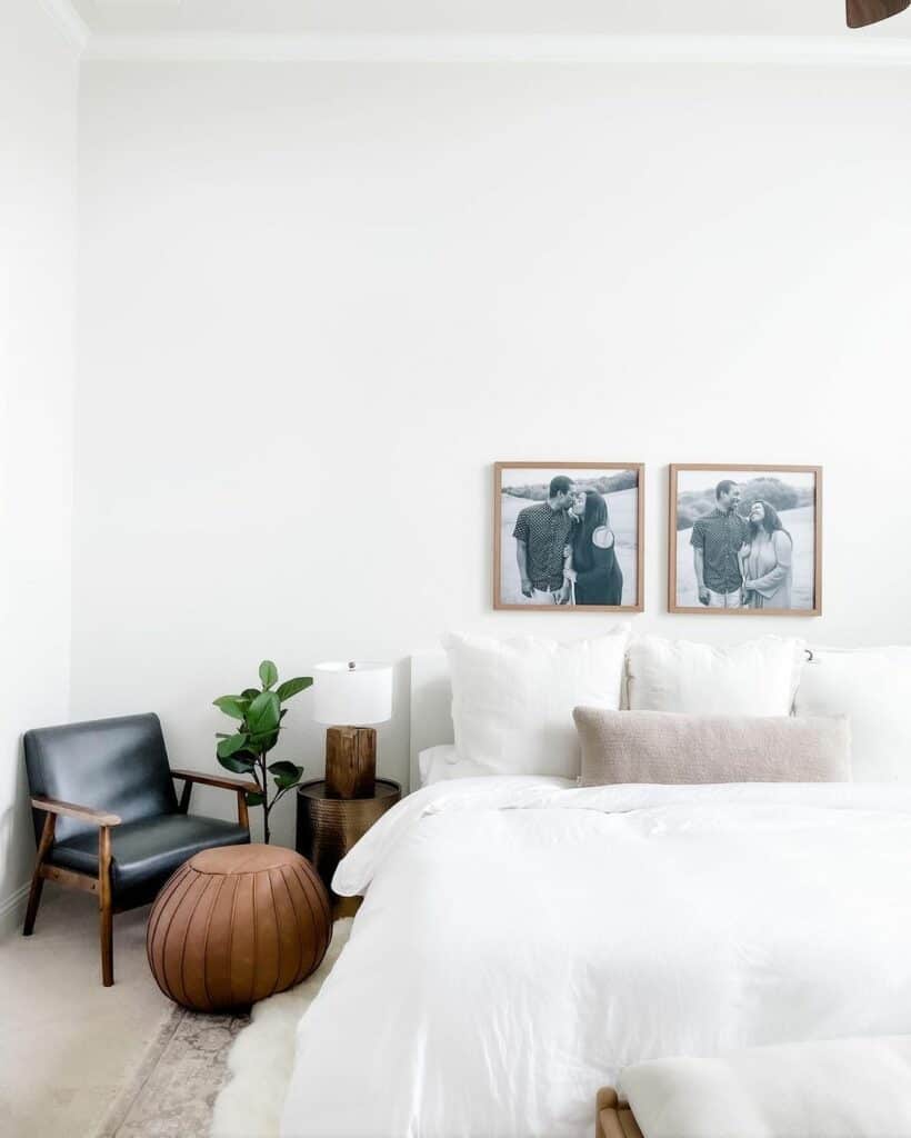 Modern Small Bedroom With Black Leather Chair