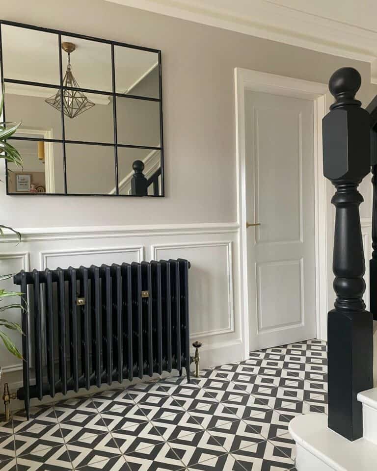 Modern Vintage Entryway With Patterned Tiles