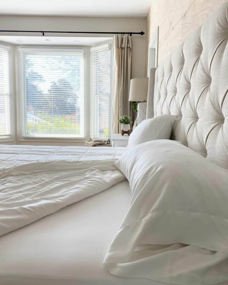 Modern White Bedroom With Bay Window
