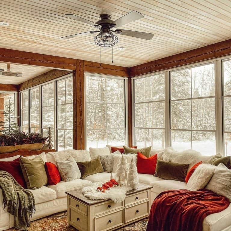 Neutral Farmhouse Christmas Living Room