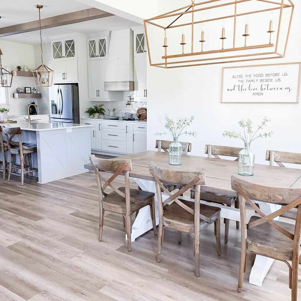 Open Concept Dining Room and Kitchen With Farmhouse Features