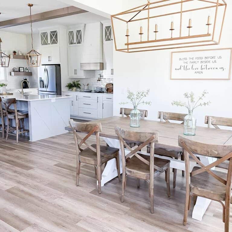 Open Concept Dining Room and Kitchen With Farmhouse Features