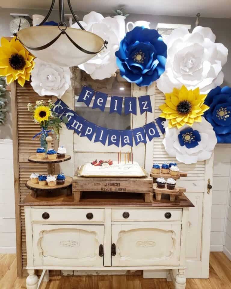 Paper Flowers Enhance Rustic Display