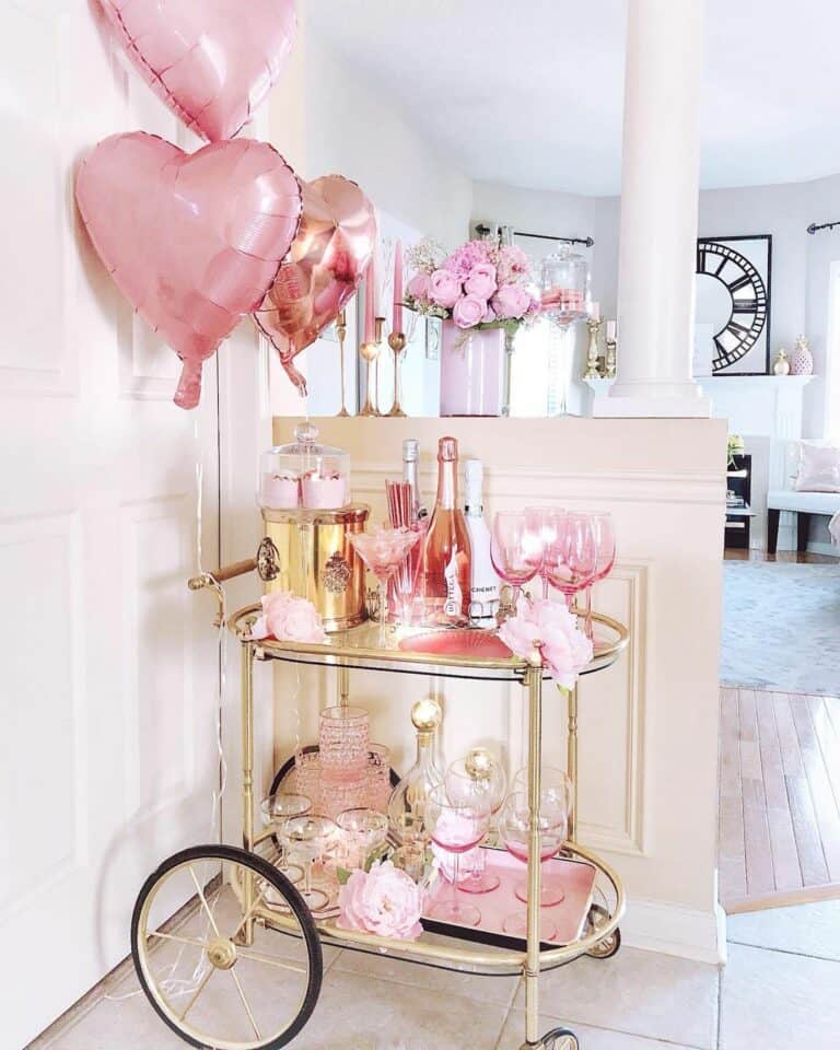 Pink Decorations at the Living Room Entrance