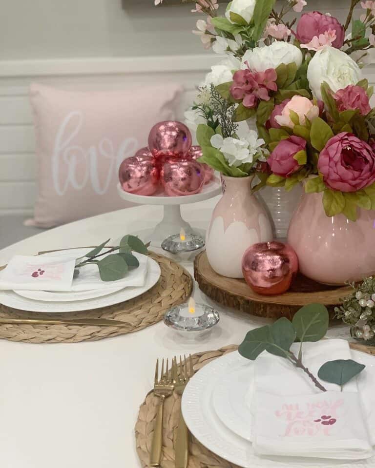 Pink Metallic Accents Within Colorful Centerpiece