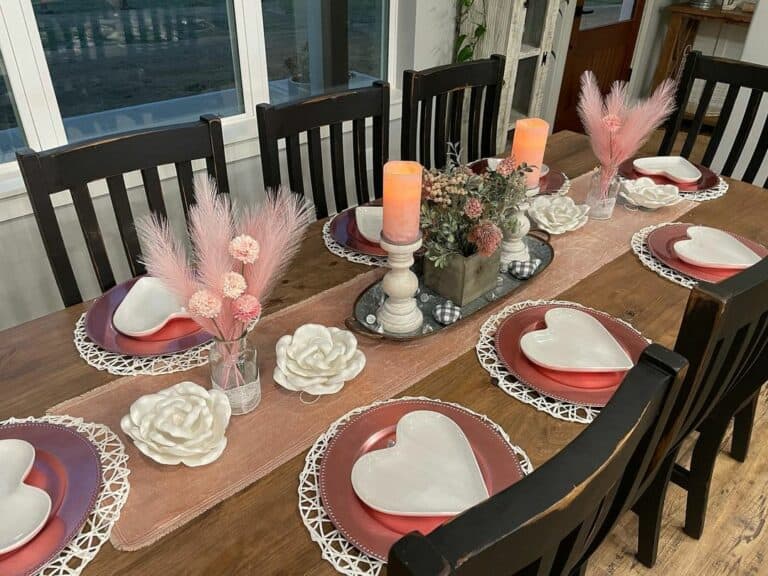 Pink Tableware and Black Chairs