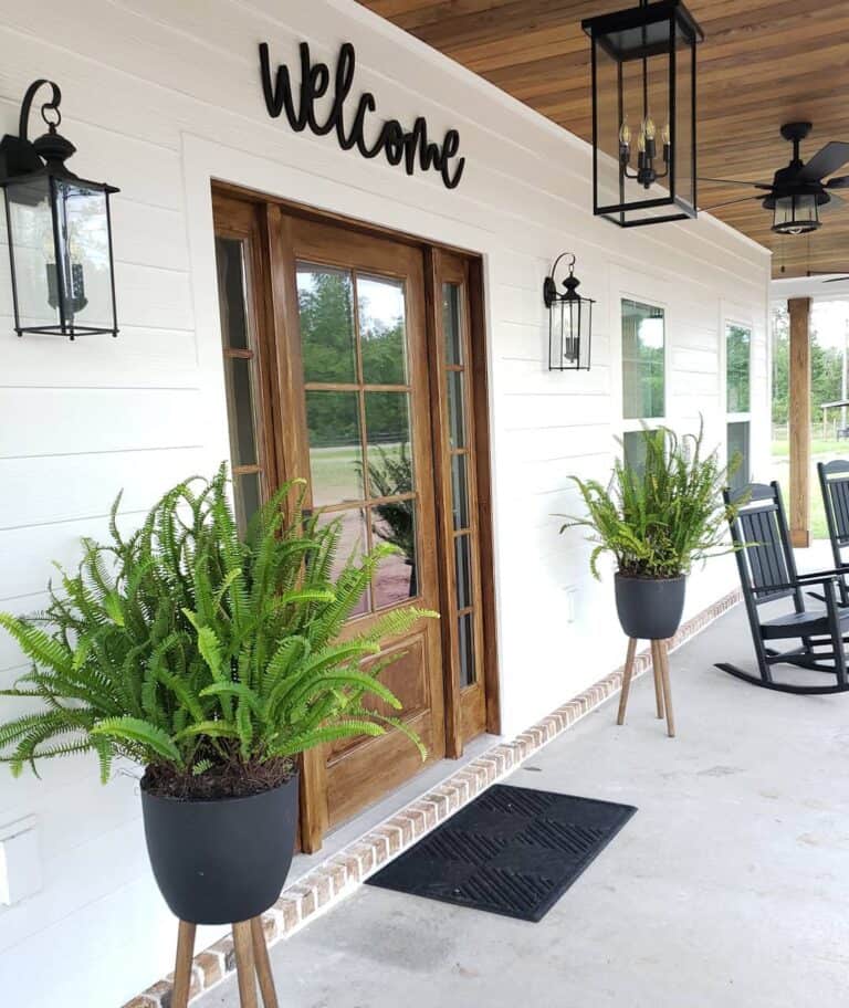 Porch With Black Welcome Porch Letters