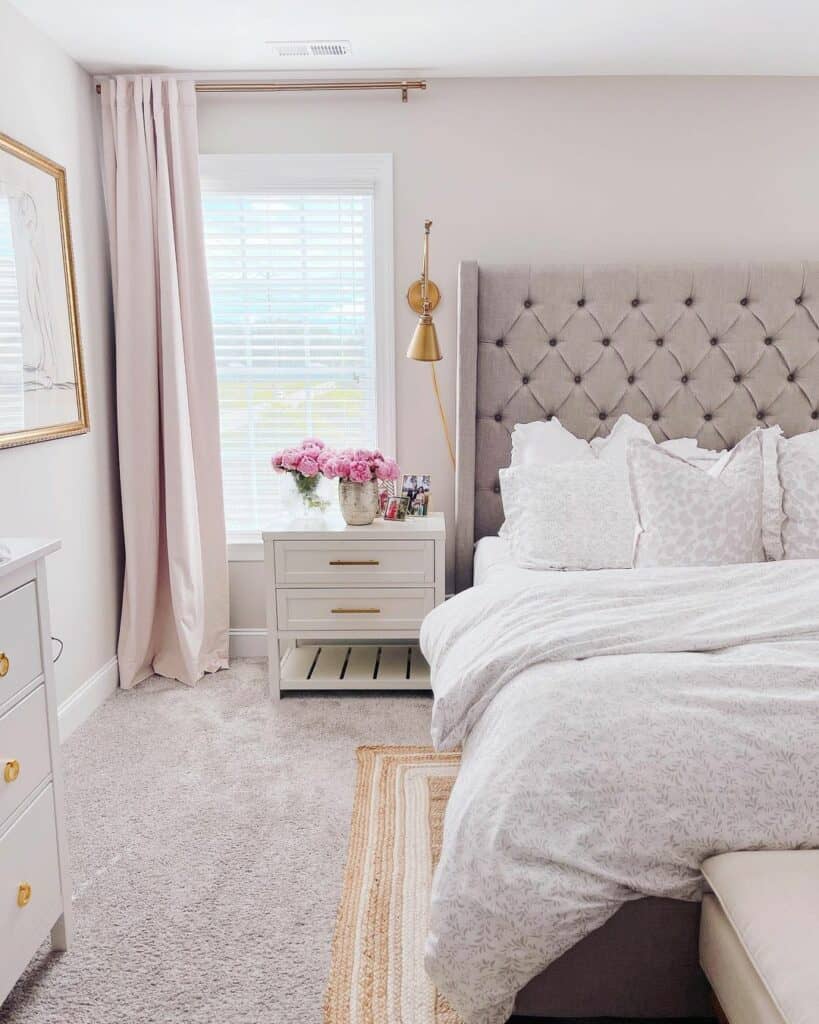 Romantic Gray and Blush Bedroom