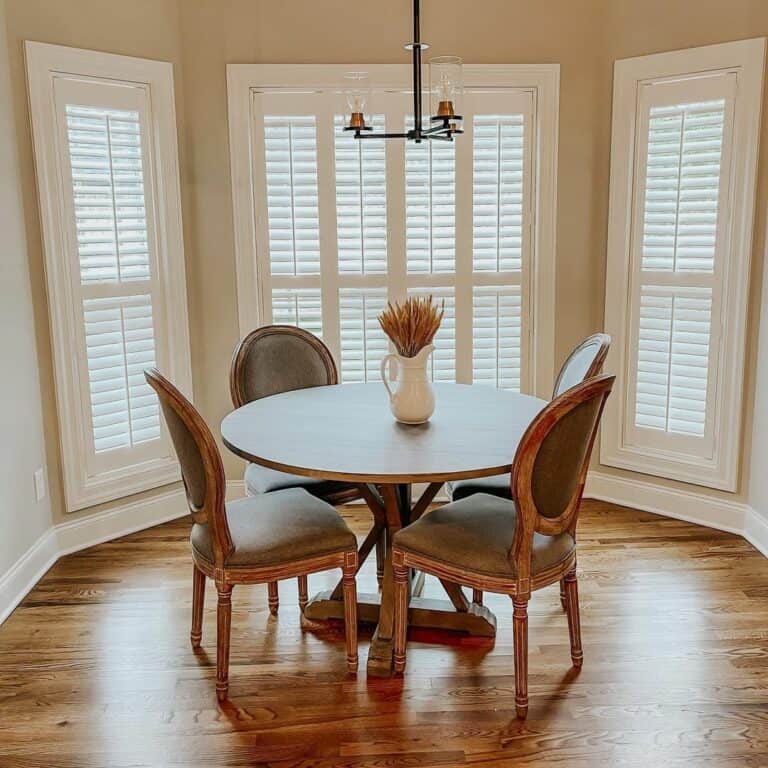 Round Stained Wood Farmhouse Table