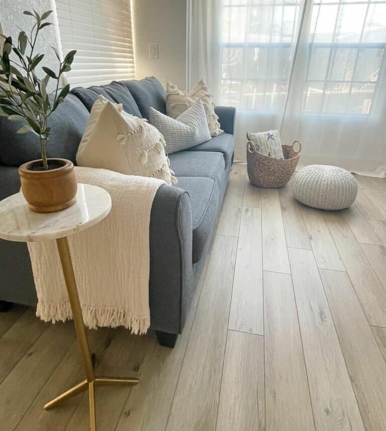 Round White Marble and Gold Accent Table