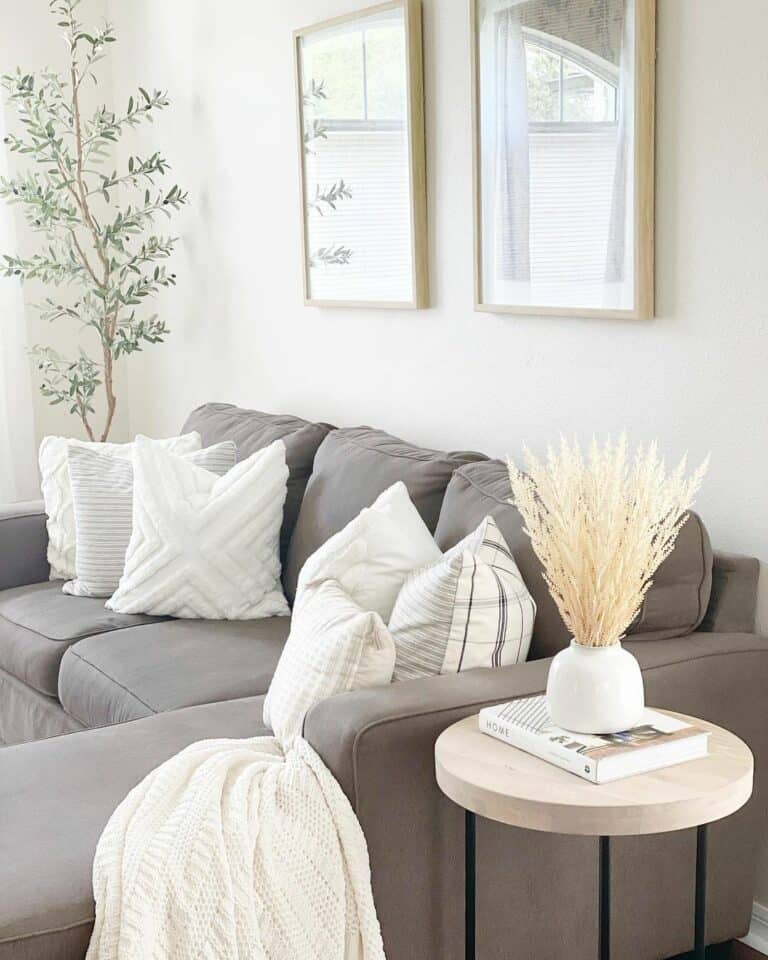 Round Wood and Black Metal Farmhouse Accent Table