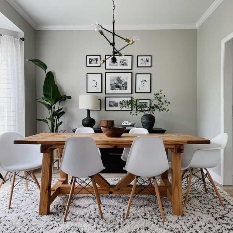 Rustic Dining Room Table With Contemporary Chairs