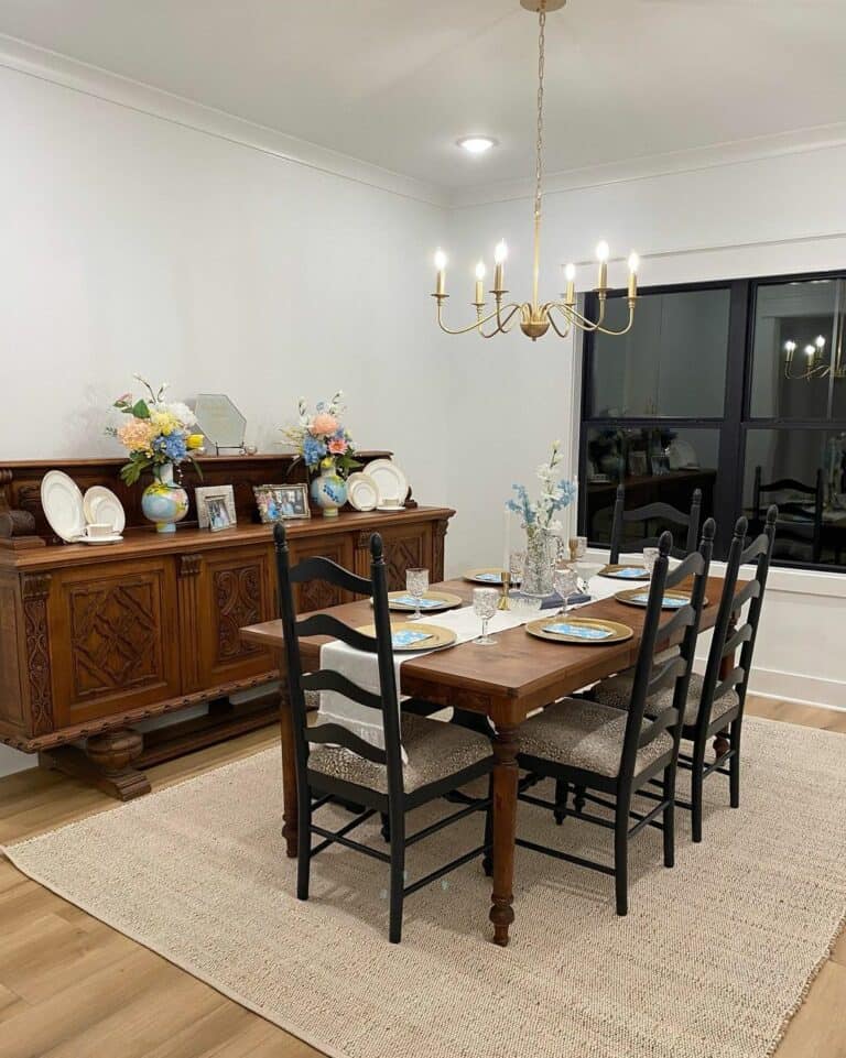Simple Dining Area Featuring Florals