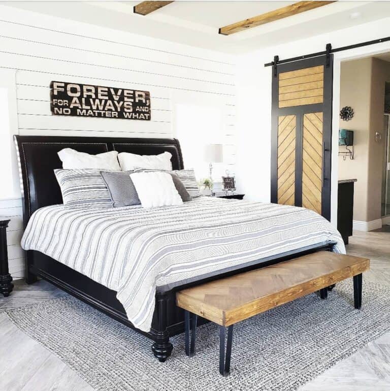 Sliding Barn Door Reveals Shiplap Bedroom