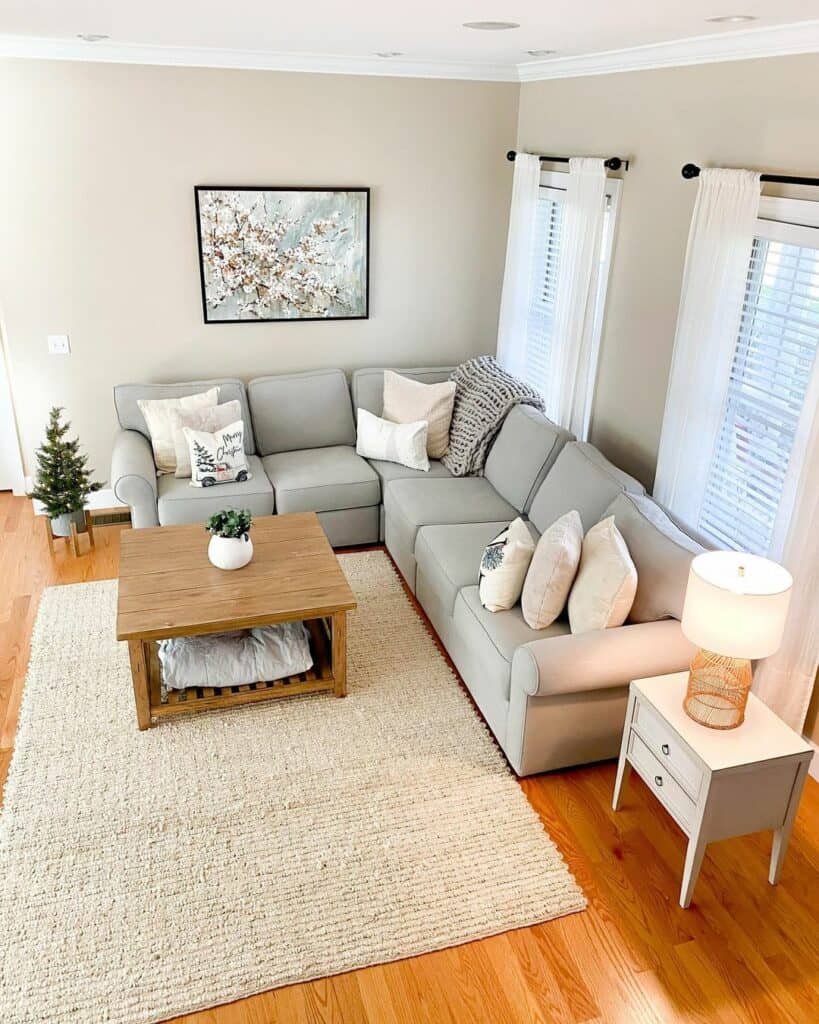 Small Gray Sectional Couch With White End Table Soul & Lane