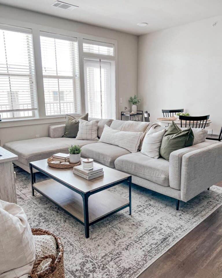Small Living Room Layout With Gray Sectional