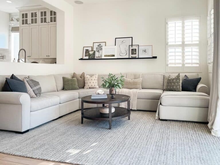 Small Living Room Sectional Layout With Gray Rug