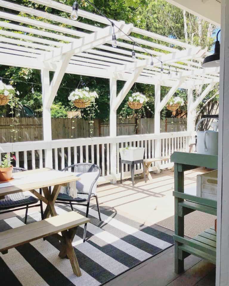 Spacious Deck With White Awning