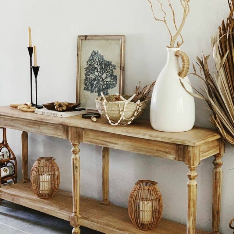 Stained Wood Console Table Beach Decor Ideas